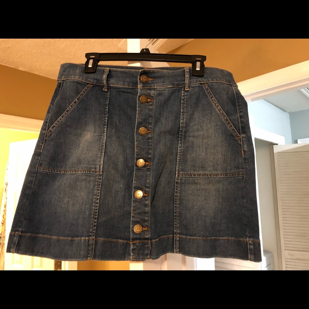 LOFT Denim button front mini skirt